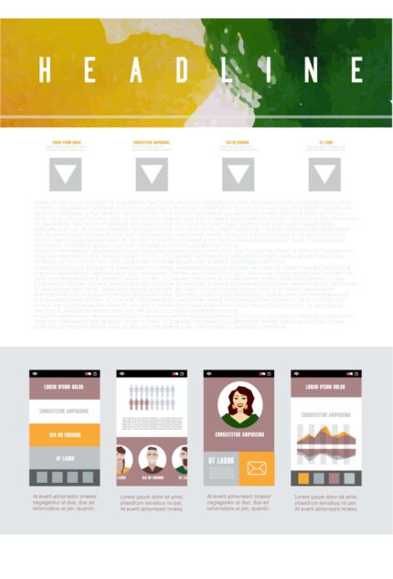 Design interface with placeholder text hiding numeric sequences and interactive triggers in a puzzle-like layout.