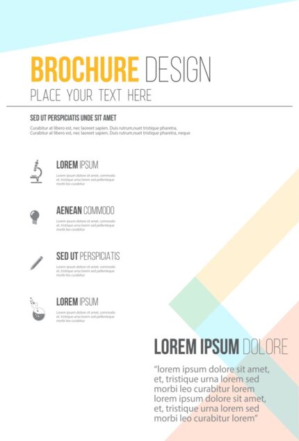 Structured brochure design showing nested bullet points, 'SELECT UP PERSPECTATES' callouts, and security-themed Latin dummy text in a clean grid.