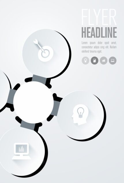 Clean flyer layout with a focal headline, self-correcting 'HYER/FLYER' field, and structured dummy text optimized for error-resistant branding.