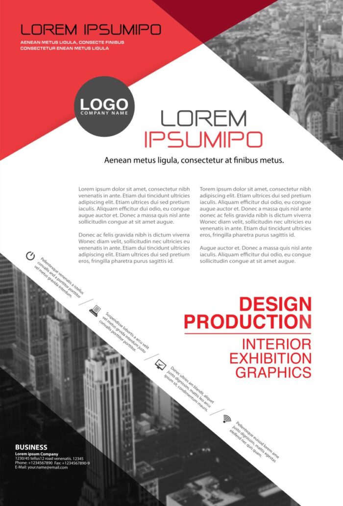 Modern design template showcasing Lorem Ipsum placeholder text in a structured grid format with neutral typography.