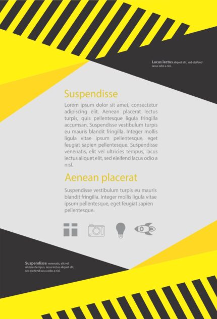 Editorial layout titled 'Suspendisse' with hierarchical headings, Latin placeholder paragraphs, and bold highlighted text in a clean, minimalist design.
