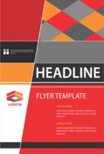 Minimalist flyer layout labeled 'HEADLINE' and 'FLYER TEMPLATE', featuring 'LOREM' and 'LOREM IPSUM' sections with truncated Latin placeholder text in a structured, monochromatic design.