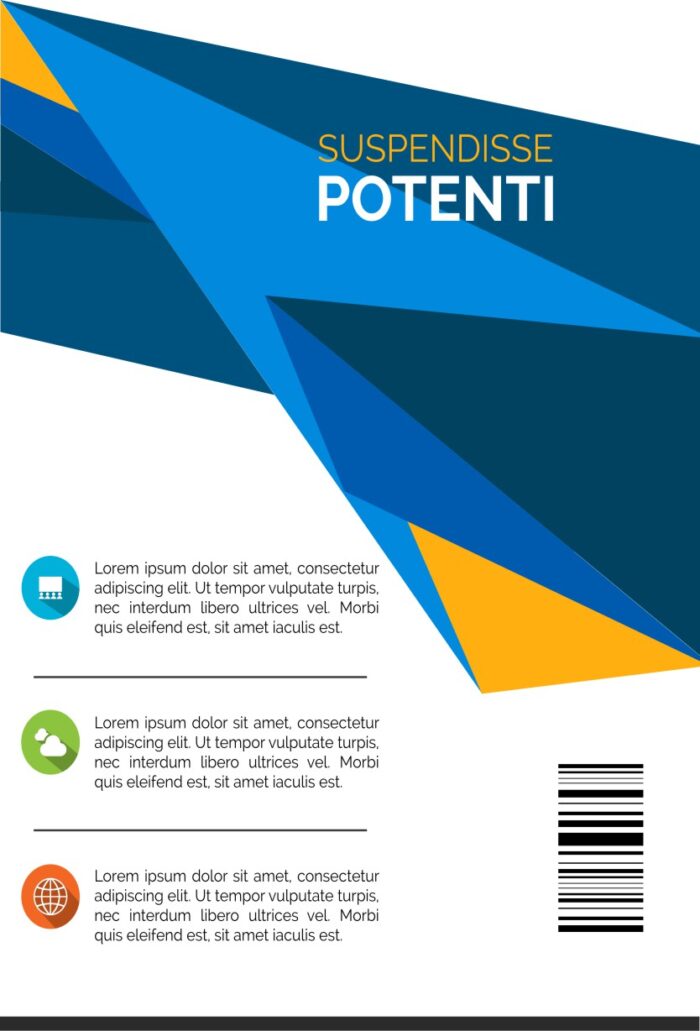 Marketing layout with 'HEADLINE', 'GOESHERE' (flexible zone), 'SPECIAL OFFER' section, and corrected 'Suspendisse' Latin placeholder in a clean grid.