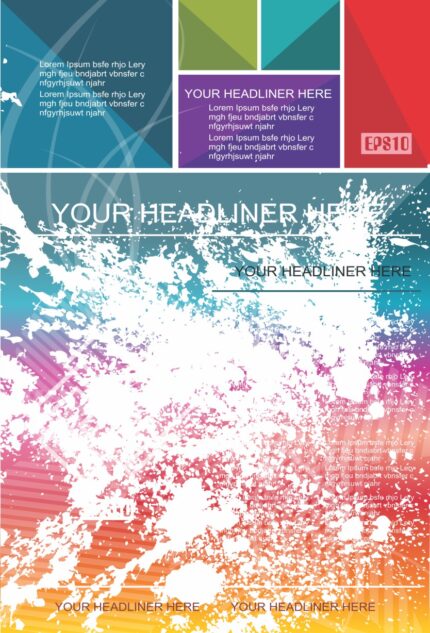 Design template labeled 'YOUR HEADLINER HERE' in uppercase and 'Your HeADLINER HERE' in mixed case, showcasing typographic flexibility in a minimalist layout.