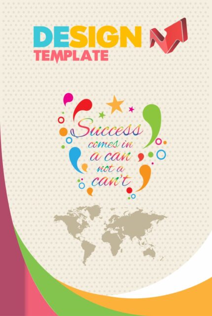 Minimalist design template titled 'DESIGN M TEMPLATE' with a central motivational quote (Success comes in a can...) in bold typography and strategic spacing.
