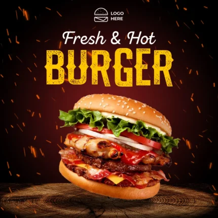 Fresh & Hot Burgers Banner - Order Premium Burgers for Delicious Delivery